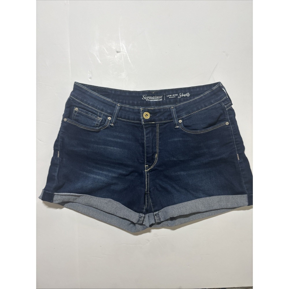 Signature by Levi Strauss Co Shorts Low Rise Women Blue Denim Rolled Cuff Size 8